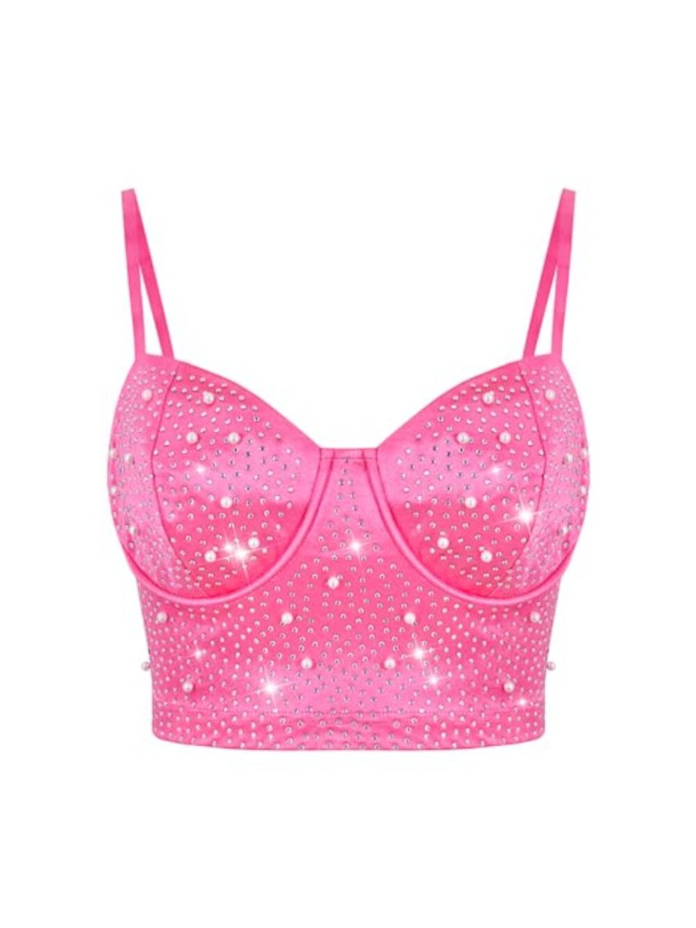 Women's Shiny Rhinestone Crop Tank Top Sleeveless Rave Bustier